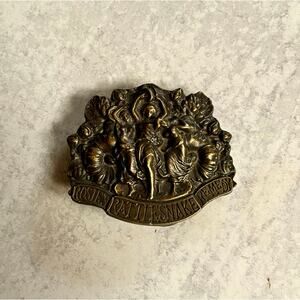 Vintage 1974 Rosie’s Rattlesnake Remedy Brass Belt Buckle Bergamont Works